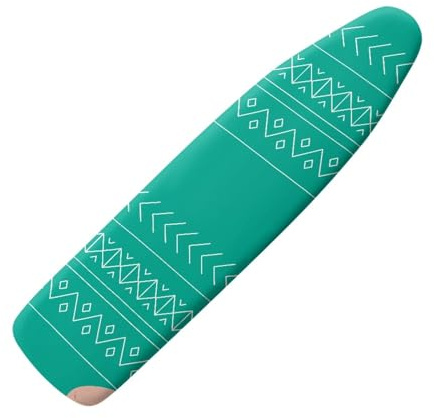 Copriasse da Stiro Universale 120x40 Geometria Verde Resistente al Calore - Cordoncino di Fissaggio e Stretch-System - per Tutte Le Assi da Stiro, Facile da Cambiare
