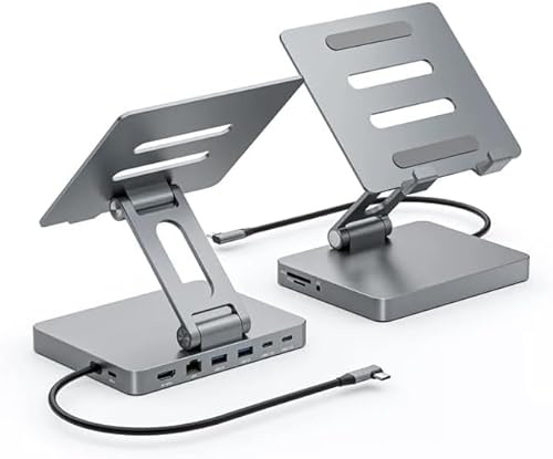 iPad Pro USB C Hub Ständer, 10 in 1 Adapter für iPad Pro M4 M2 M1 iPad Air Dockingstation 4K 60 Hz HDMI, PD, SD/TF-Kartenleser, USB 3.0, 3,5 mm Audio, RJ45 Ethernet, iPad-Zubehör Samsung Tablet,