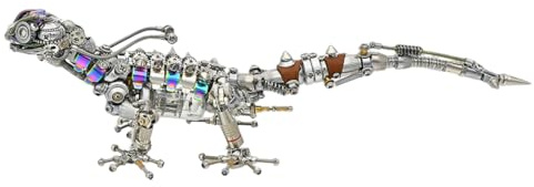 3D Metall Mechanische Eidechse Modellbausatz, Cy-berpunk Steampunk DIY Montage mit LED Licht, Bewegliche Sammlerfigur für Erwachsene(Echse)