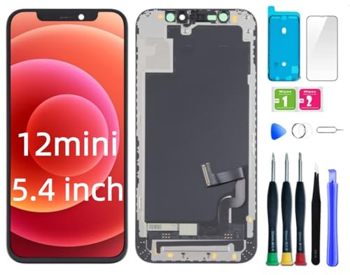 bstdianzi Remplacement d'écran iPhone 12 Mini, 5,4 Pouces, écran LCD 3D Touch Compatible modèles A2176, A2398, A2399, A2400, Ensemble numériseur avec Outils de réparation