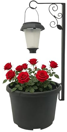 Lampada da terra solare con vaso da fiori - 17,72x7,87 pollici, lampione da esterno 2 in 1 con fioriera incorporata, luce decorativa a LED bianca calda impermeabile IP65, struttura in metallo e ABS |