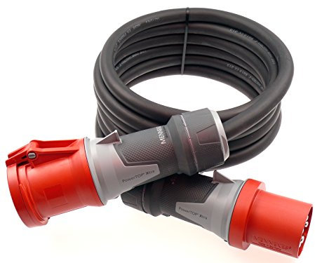 netbote24 HQ-Line CEE Starkstrom Verlängerungskabel 5G10 (5x10mm²) H07RN-F 63A/400V IP44 MENNEKES 30-50m (40m)