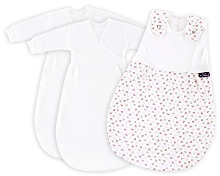 Träumeland S0101255 Babyschlafsack LIEBMICH 3 teilig Set Herz rosa, Größe 68/74, mehrfarbig