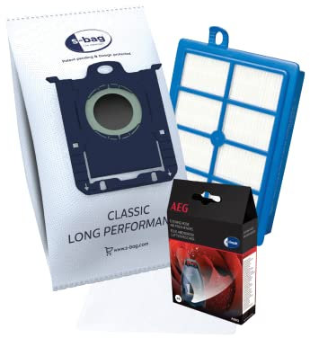 AEG ASKVX8 - Set di 4 filtri originali per VX8-1, VX8-2, VX8-öko, Usgreen, USECO, 4 sacchetti originali GR201S, filtro AllergyPlus, granuli s-Fresh sobbollienti Elegant Evening Rose