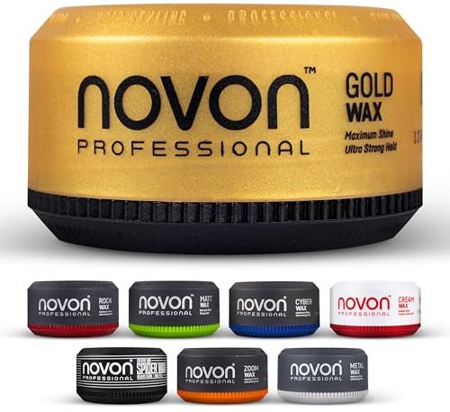 3 x Novon Professional Gold Wax | Haarwax | 150 ml Haarpomade | intensiver Glanz im Glas-Look | frischer Duft im One-Million-Stil|hoher Halt | familienfreundlich & rückstandsfrei | festliche Stylings