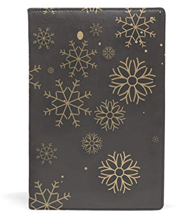 EZIOLY Buchumschlag mit goldenem Schneeflocken, dehnbar, passend für die meisten Hardcover-Lehrbücher bis 22,6 x 14,5 cm, klebstofffreier Stoff, für Schulbücher Einfach anzubringen. Wash & Re-Use