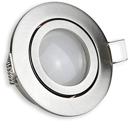 LED Einbaustrahler silber 7 Watt warmweiß MR16 12V flach - Einbauleuchten schwenkbar 70mm Bohrloch - Einbau-Spot Decken-Strahler Deckeneinbaustrahler Deckenspot Deckeneinbauleuchte