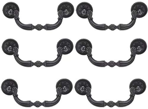 FBSHOP(TM) 6er Pack Lochabstand: 96mm Vintage Kabinett zieht schwarz Zinklegierung Stoßgriffe, traditionelle Schrankgriffe Schubladengriffe, Schlafzimmer Badezimmer Waschraum Küche Hardware