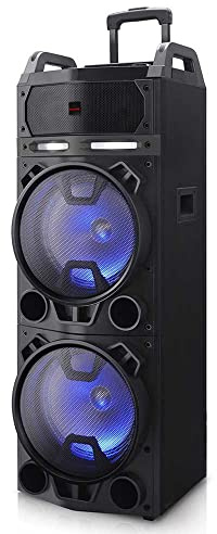 AIWA KBTUS-900, Altavoz Trolley Bluetooth con 2X Micrófono Inalámbrico Y Mando, Talla Única, Negro