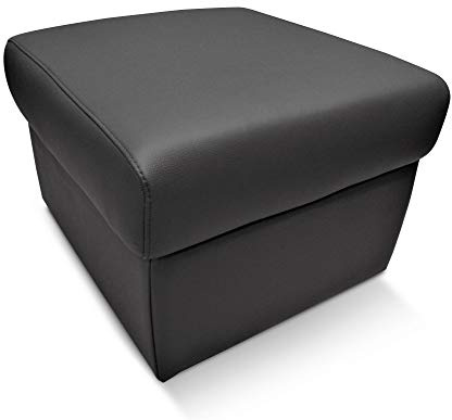 Quattro Meble Hocker aufklappbar mit Stauraum 50x50xH-40 Schwarzes Echtleder Toledo Nero echt Leder Sitzhocker Rindsleder Sitzwürfel Fußhocker Polsterhocker Puff