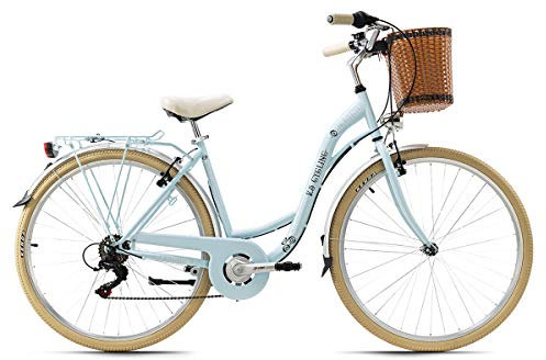 KS Cycling Damenfahrrad Cityrad 28'' Casino blau 6 Gänge RH 48 cm mit Korb