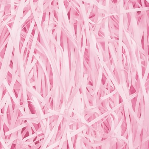 Emartbuy rosa strimlat papper 200 g – mjuk tygfyllning för korg, förpackning och hantverk | Lätt papper för presentaskar, korgar och dekorationer