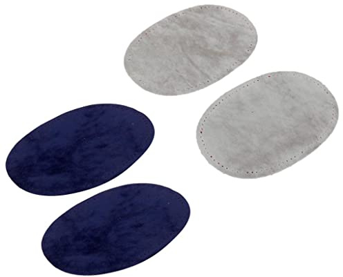 2 Paar Wildleder Ellenbogen Knieflicken Applikation für Aufnähen Grau+Blau