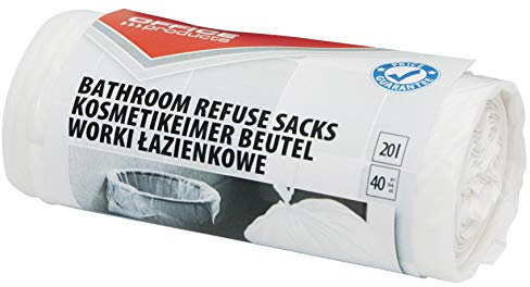 OFFICER PRODUCTS 22025169-14 Lot de 40 sacs poubelle 20 l Blanc