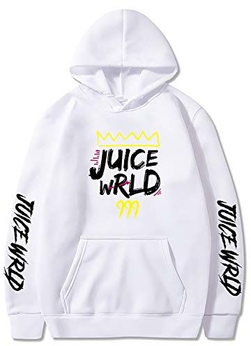 G & F Juice Wrld Felpa con cappuccio, manica lunga Pullover, Moda Casual Sportswear Uniforme Top Hip Hop Street Style Vestiti Per Adulti Bambini (Colore: Bianco, Taglia M)