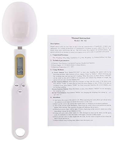 BuyWeek Balanza de Cuchara Digital, 500 g Cuchara Medidora 0.1g de Precisión Báscula Electrónica con Amarillo Pantalla LCD para Cocina