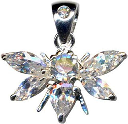 Silverberlock berlock bi kedja berlock insekt fluga jugendstil vit äkta sterlingsilver 925 zirkonium kristaller strass hals smycken silversmycken silver 925 extravagant ny vit klar