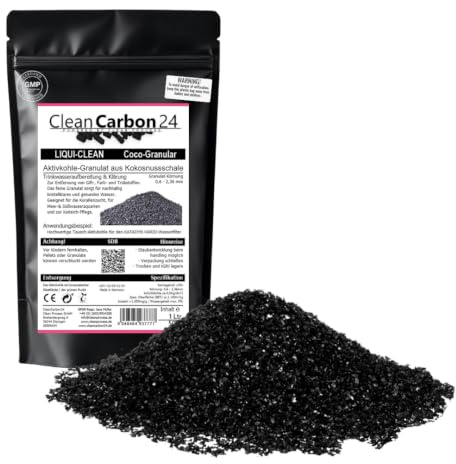 Clean Carbon 24 LIQUI-Clean Charbon Actif Coco 8×30 Mesh, 5 L | 2,5 kg | Charbon actif de coco 8×30 Mesh pour filtres à eau – agit sur odeurs, coloration et composés organiques dissous