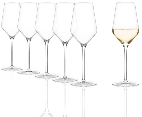 Stölzle Lausitz Q1 Weißweingläser Weißweinkelche 350 ml, 6er-Set | Handgefertigte und mundgeblasene Weißweingläser für Weißwein, aus Kristallglas, stoßfest & spülmaschinengeeignet