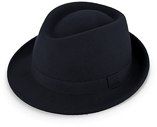 fiebig Miller Trilby Wollfilzhut | Filzhut mit gleichfarbigem Ripsband | Fedorahut Made in Italy (59-L, Marineblau)