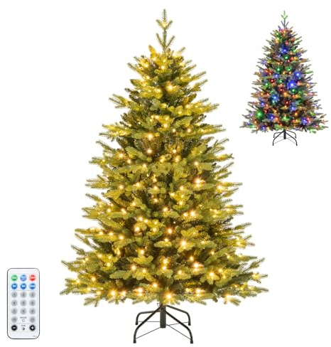 GYMAX Pre-Lit Pencil Christmas Tree Set of 3, 3FT/4FT/5FT Artificial Slim Xmas Tree with Burlap Base, Warm White LED Lights & 85/137/193 Branch Tips, Holiday Decoration Tree for Home Office Shops