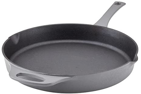 Rachael Ray Nitro Gusseisen-Bratpfanne/Bratpfanne mit Hilfsgriff und Ausgießern, 30,5 cm, Grau
