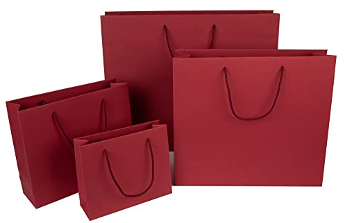 10 x PresentFill® Papiertragetaschen Geschenktaschen Bordeaux 42 x 13 x 37 cm mit Kordel aus umweltfreundlichen 100% Recycling Kraftpapier - Made in Germany