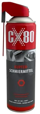 CX80 | Kupferschmiermittel – Hochtemperatur-Schmierfett gegen Festfressen, Korrosion und Reibung, für Schraubverbindungen, Lager, Zündkerzen und Bremsen | -30 °C bis +1200 °C | 500 ml DuoSpray