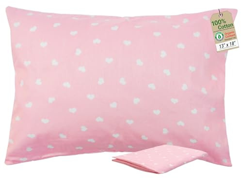 ZPECC Toddler Pillow with Pillowcase - 13x18 Organic Cotton Hypoallergenic Kids Pillow, Baby Essentials for Travel Crib Daycare Stroller (Intended for Age 2 and up) Love