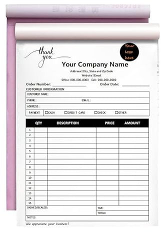Custom Carbonless Sales Rechnungsformular Bücher für kleine Unternehmen, personalisiertes NCR 2-teiliges Quittungsbuch mit Carbon-Kopien, Cover hinzufügen Firmenname, Adresse und Nummer gedruckt