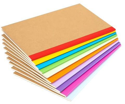 Jeesblsy Styrka anteckningsbok regnbåge rygg A5 linjerad, i 10 olika färger kraftpapper journal anteckningsblock set lämplig för kontor och skola