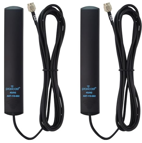 Proxicast 4G / 5G 3.5 dBi Omni-Directional Adhesive Mount Low Profile Flat Stick-On Antenna with 6.6 ft Coax & SMA Male - Compatible with Cradlepoint, Digi, MoFi, Pepwave and More (ANT-110-002-2PK)