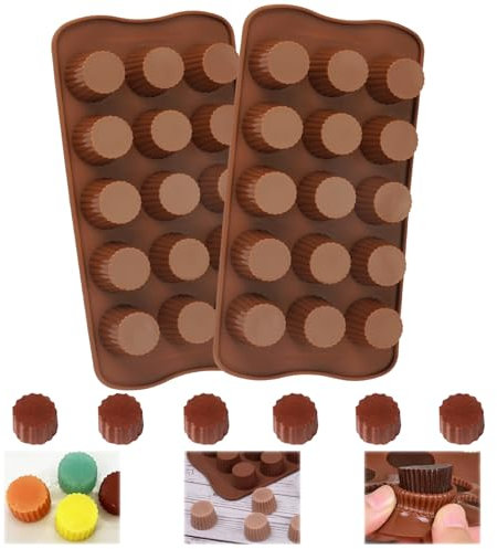 Stampi per Cioccolatini, 2 Pezzi Stampo Cioccolatini, Stampi Cioccolatini con 15 Stampini, Stampo per Cioccolatini, per Fare Caramelle Al Cioccolato, Torta, Tartufi Pralinati, Vassoio Di Ghiaccio