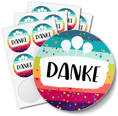 48 Geschenkaufkleber DANKE für Hochzeit Geburtstag Danke Taufe Etiketten Gastgeschenk rund 4cm Design 13