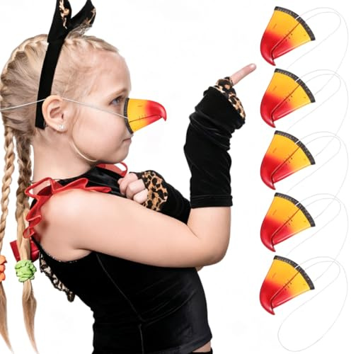 DEARMAMY 5 piezas Falso Pico de pájaro Nariz Loro Novedad Máscara de Loro Simulación Accesorios de Nariz Animal Máscara de pájaro Cosplay Halloween