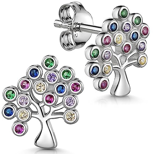 MATERIA by Matthias Wagner Lebensbaum Ohrstecker Silber 925 Zirkonia Ohrringe für Damen