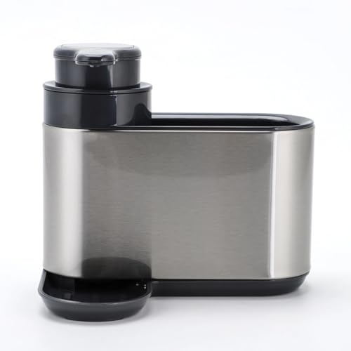 Mayaaran Edelstahl Küchenspüle Organizer, Integrierte Flüssigseife Spender Pumpflasche mit Fingerabdruck-Proof Beschichtung, Küchenspüle Caddy, Bürste und Schwammhalter