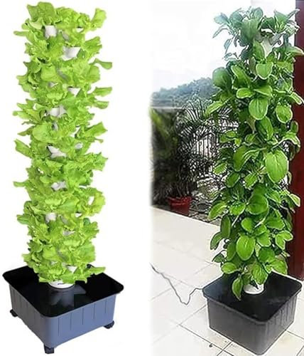 DHMYDPDZ Hydroponics Tower Garden Hydroponic Growing System Aeroponics Growing Kit Für Kräuter,Obst Und Gemüse Mit Hydratationspumpe,Adapter,Netztöpfen,Für Kräuter,Obst Und Gemüse,Gartenarbeit