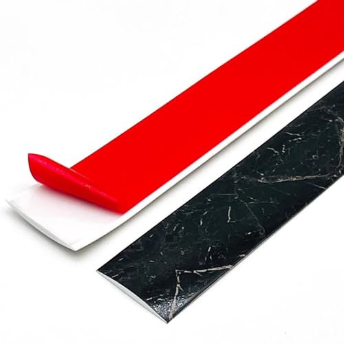 DLAZUM 5 cm breite Bodenspaltabdeckung für Türen, Flache Trennleiste mit Holzmaserung und Selbstklebender Rückseite, 3 6 9 13 23 30 36 46 65 82 95 130 Fuß Lange Übergangsleiste (Schwarz-L-3 m/9,8 F