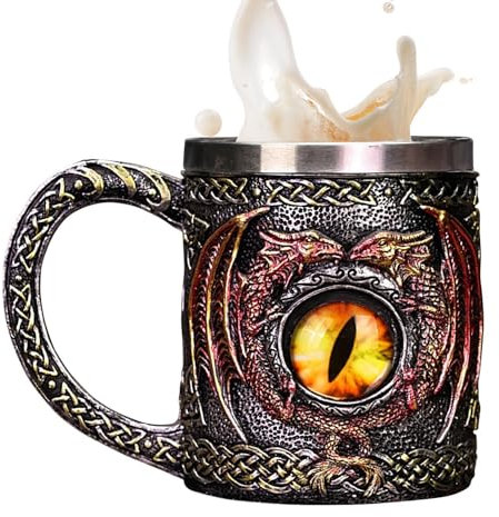 Beer Stein Mug,Dragon Drink Beer Mugs | Dungeons Dragon's Eye Beer Tankard,Norse & Celtic Men Mugs for Men Dragon Lovers Collector
