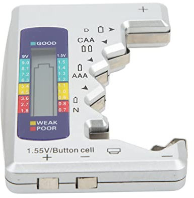 1PCS Digital Battery Tester,Universal Battery Tester for D type, C type, AA, AAA, N type Testing Portable Digital Universal Battery Tester LCD Battery Tester Checker (Silver)