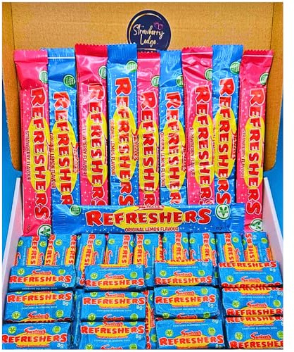 Refreshers Sweets Chew & Bar Gift Box – 40 Pieces Letterbox Sized, Halal, Gluten-Free, Vegan Sweets | Ideal Retro Candy Gift for Birthdays, Celebrations, and Treats