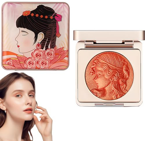 Diyxisk Blush Polvere, in Rilievo Blush in Polvere, L'ultimo Leggero Fard Viso, 6g Fard Illuminante Viso, Luminosità Naturale, Fard Waterproof, Trucco Viso a Lunga Tenuta (Arancia)