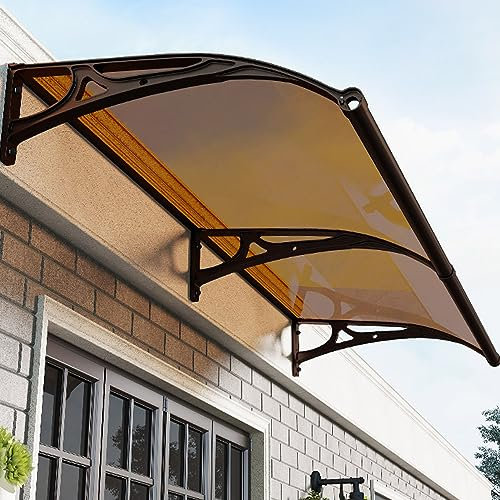 Vordach für die Vordertür, gebogen, Regenschutz, Dachabdeckung mit Polycarbonat-Platten, selbstreinigend und schallisoliert, ideal für Garten, Terrasse, Veranda, 80 x 190 cm