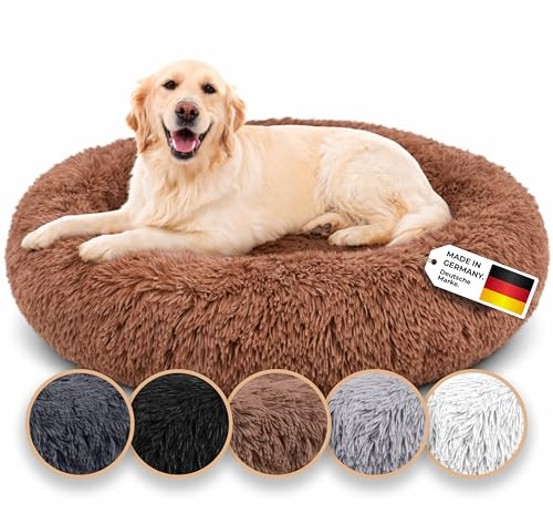 Belune® Hundebett [mit waschbarem Bezug] - Das Original - [L, 100cm, Braun] Hundekorb, Katzenbett, Hundekörbchen, Dog Bed, Flauschiges Hundebett für große, mittelgroße & kleine Hunde