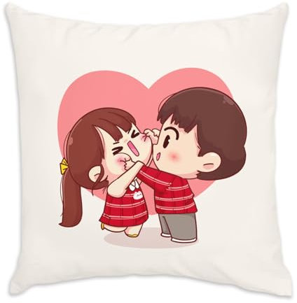 Fabulous Kissen aus Samt, weiß, für Kinder, Paar, japanischer Stil, niedlich, Liebe, 40 x 40 cm, samtige Haptik, Bezug und Kissen enthalten