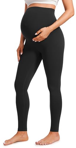 CRZ YOGA Butterluxe Extra Long Maternity Leggings 30'' - Yoga Lounge Pants for Tall Women Pregnancy Soft Over The Belly Black Large