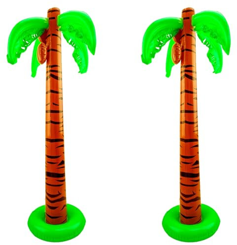 Lot de 2 palmiers gonflables de 101,6 cm - Grand cocotier gonflable - Pour l'été, la plage, la décoration de fête