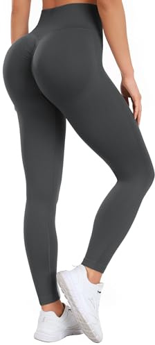 Occffy Sportleggings dam push up leggings gym hög midja fitness byxor anti-celluliter yoga, Kaffe, M