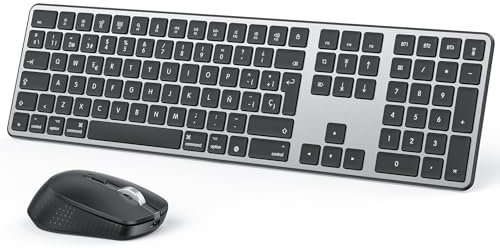OMOTON inalámbrico Bluetooth Teclado y ratón para Mac (MacBook Air/MacBook Pro/iMac/iMac Pro),Teclado y ratón USB Recargables para Mac OS, con 3 Canales Bluetooth, Escritura silenciosa, QWERTY